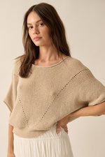 Pointelle Pullover Sweater - Oatmeal