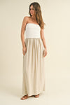 Mixed Media Strapless Maxi Dress