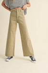 Denim Straight Wide Leg Pants - Toast Brown