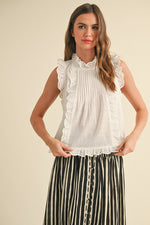 Eyelet Ruffle Trim Blouse - White