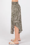 Vintage Palm Fronds Midi Skirt - Olive