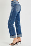 Risen Tummy Control High Rise Cropped Cuff Straight Leg Jeans