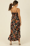 Angie - Peek A Boo Ruffle Front Maxi Dress - Black