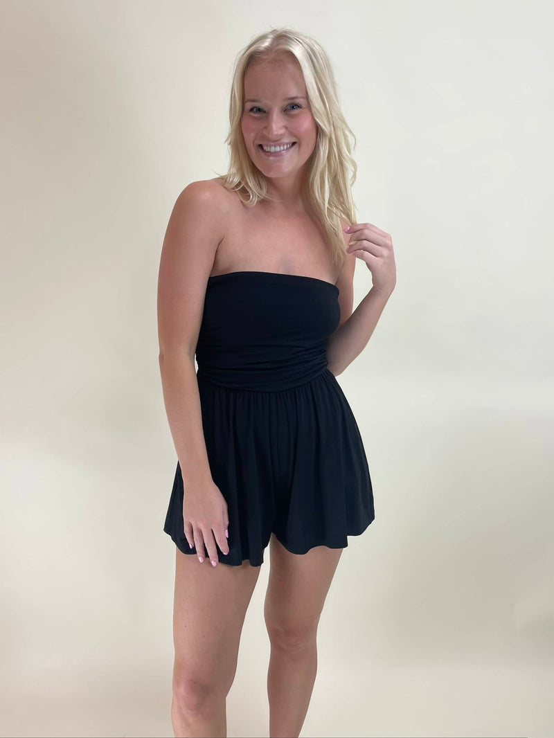 Final Touch Aleah Strapless Romper - Black