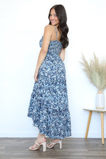 Angie - Twist Front Cut Out Maxi Dress - Navy Print