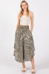 Vintage Palm Fronds Midi Skirt - Olive