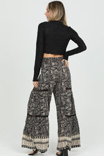 Angie - Wide Leg Pants w/Lace Inset - Black