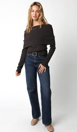 Kristin Off Shoulder Sweater - Coffee Bean