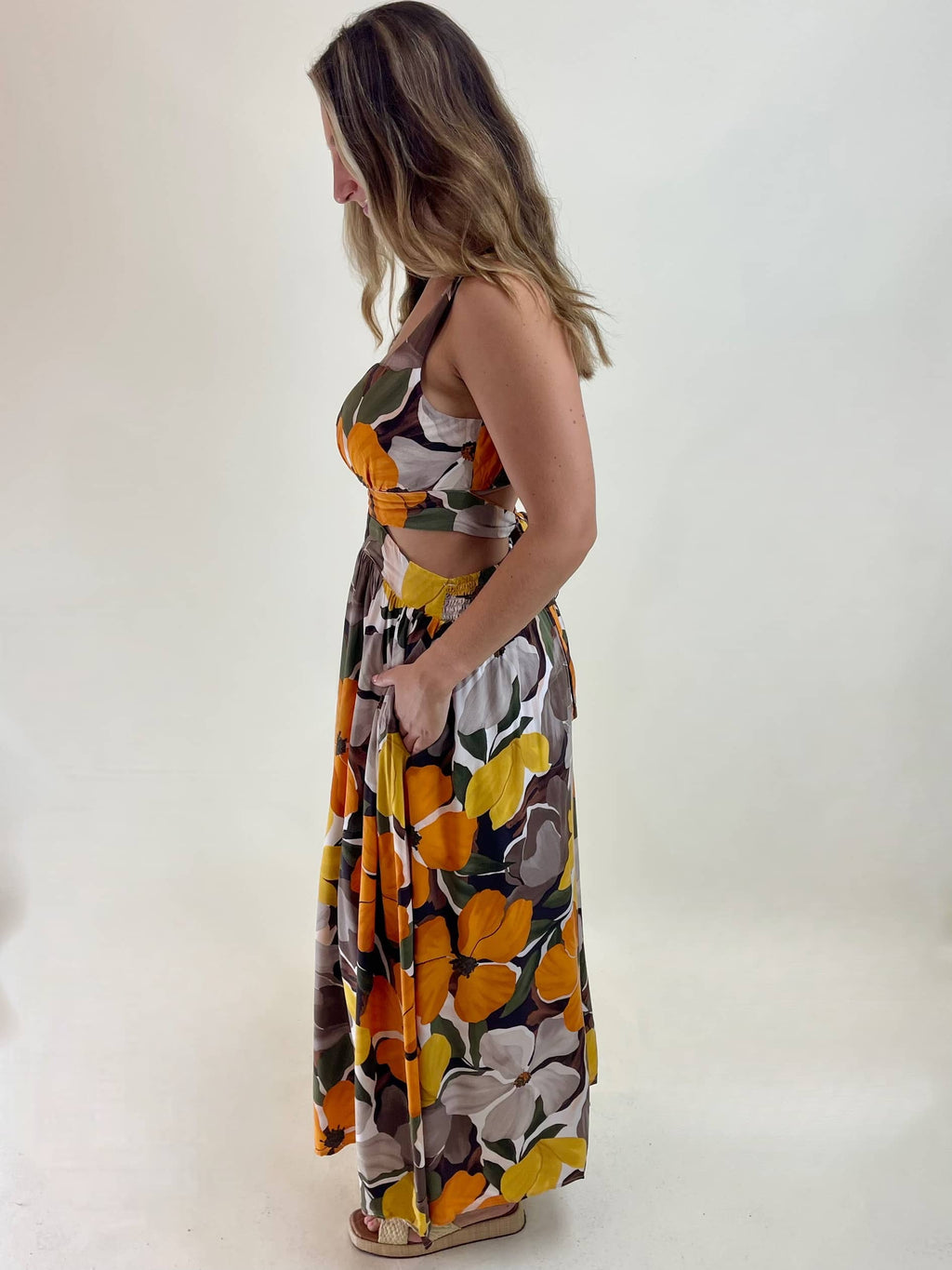 Bailee Floral Cut Out Midi Dress