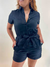 Jullian Linen Romper - Black