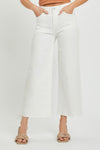 Risen Tummy Control High Rise Cropped Wide Leg Pants - White