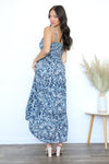 Angie - Twist Front Cut Out Maxi Dress - Navy Print