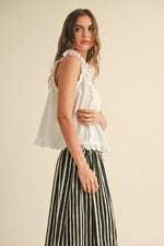 Eyelet Ruffle Trim Blouse - White