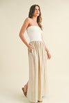 Mixed Media Strapless Maxi Dress