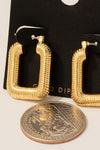 Rectangular Gold Textured Hoop Earrings