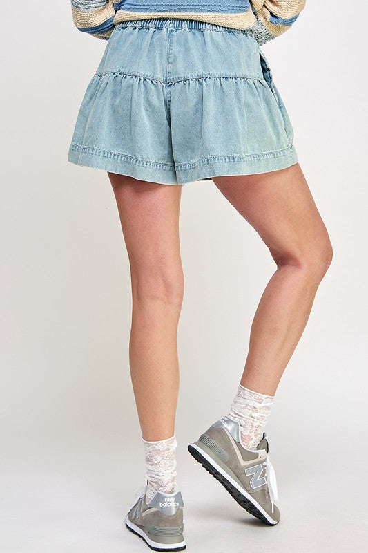 Fleur Denim Shorts - Light Wash