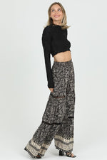 Angie - Wide Leg Pants w/Lace Inset - Black