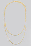 Herringbone + Gold Bead Layered Chains - Gold