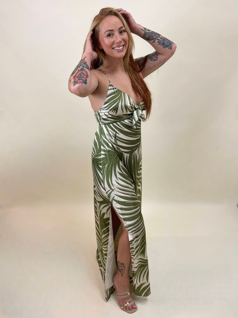 Tropical Adventures Knot Front Maxi Dress