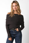 Kristin Off Shoulder Sweater - Coffee Bean