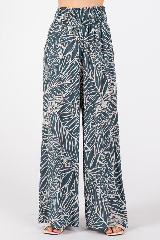 Vintage Denim + White Palm Print Pants