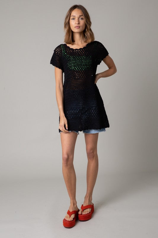 Delaney Black Crochet Cover Up