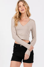 Final Touch Long Sleeve Crop Top - Fog