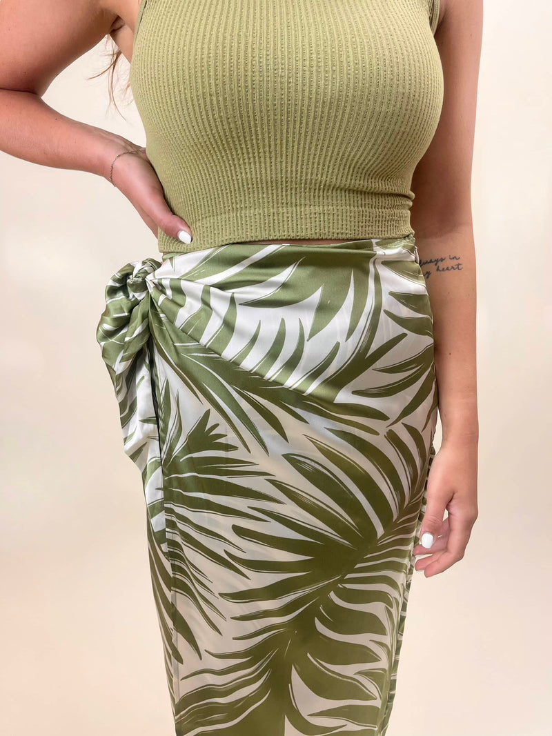Tropical Adventures Sarong Wrap Midi Skirt