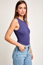 Round Neck Sleeveless Bodysuit - Midnight