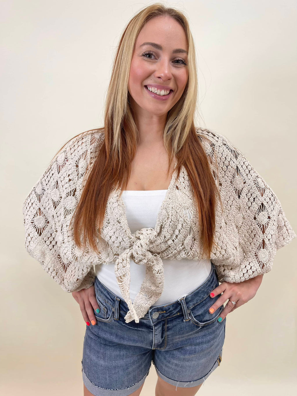 The Big Sun Tie Front Crochet Cardigan