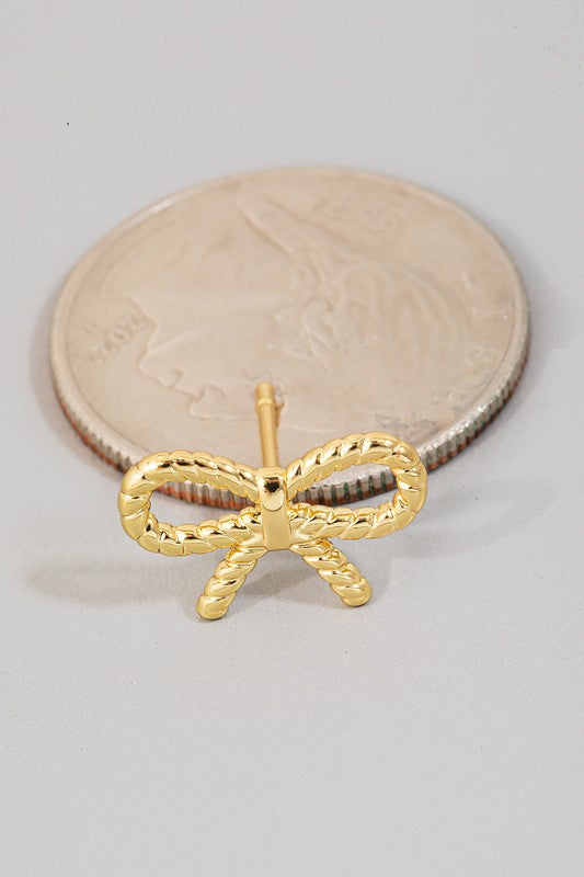 Rope Bow Studs - Gold