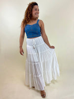 Lola Tiered Drawstring Maxi Skirt - White