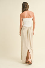 Mixed Media Strapless Maxi Dress