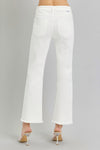 Risen Tummy Control Mid Rise Crop Straight Fray Hem Jeans - White