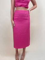 Lucy Paris Stacey Midi Skirt - Fuchsia