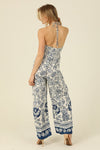 Angie - V Neck Halter Jumpsuit - Navy/Ivory