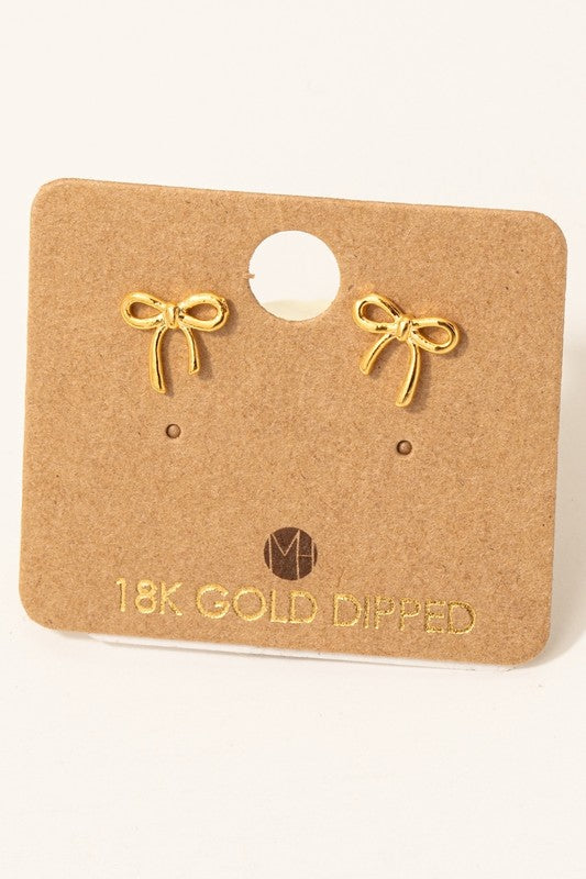 Mini Bow Tie Stud Earrings - Gold