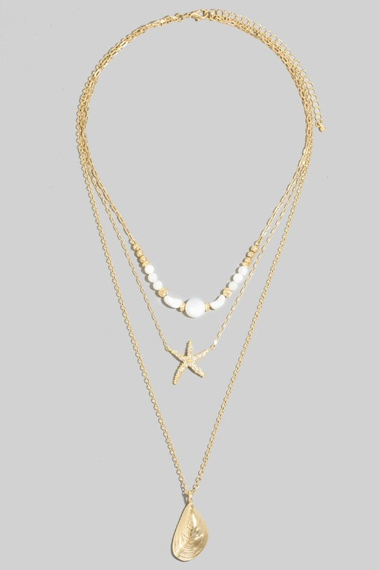 Starfish + Clam Shell Layered Necklace