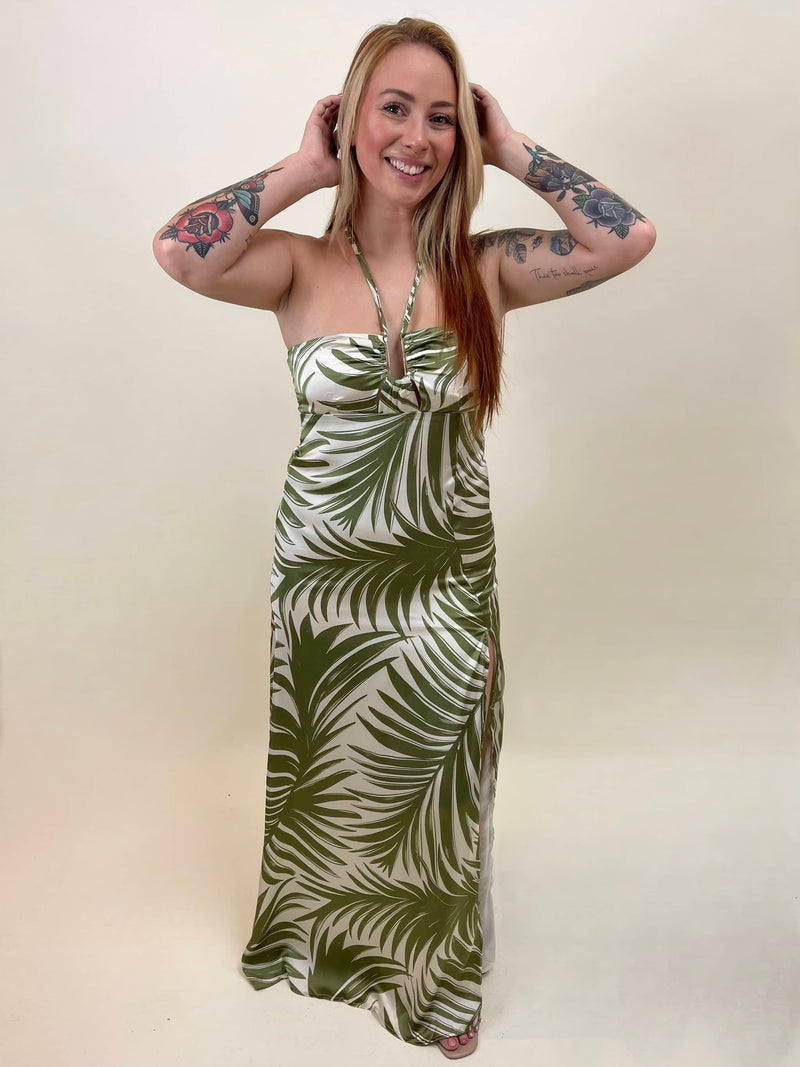 Tropical Adventures Halter Neck Maxi Dress