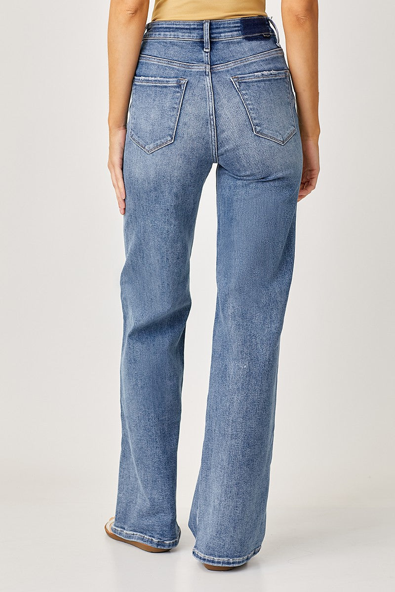 Risen Mid-Rise Wide Leg Jeans - Medium Wash