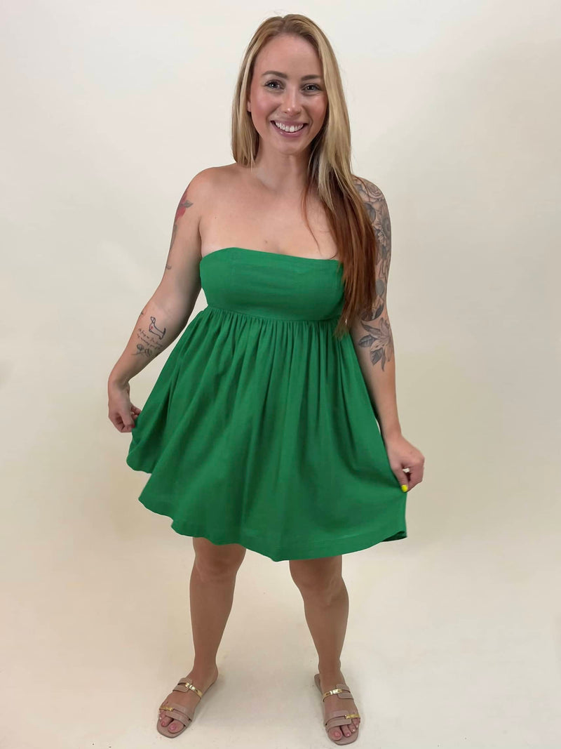 Ceci Tube Mini Dress - Kelly Green