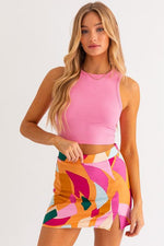 Round Neck Sleeveless Crop Top - Pink - Pineapple Lain Boutique