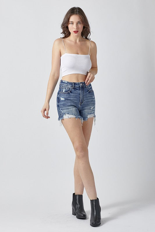 Risen High Rise Distressed Denim Short