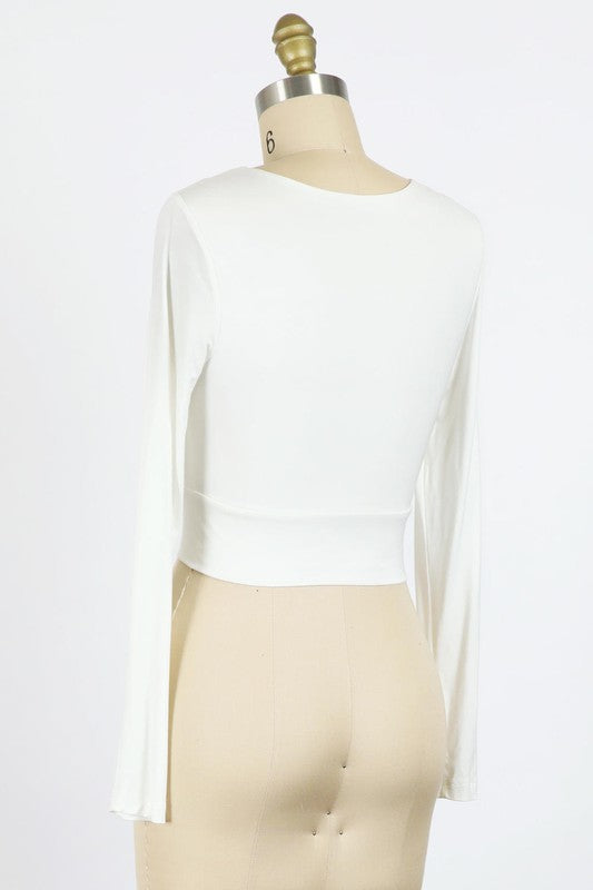 Final Touch Modal Long Sleeve Jersey Crop Top Ivory Ivory / Large